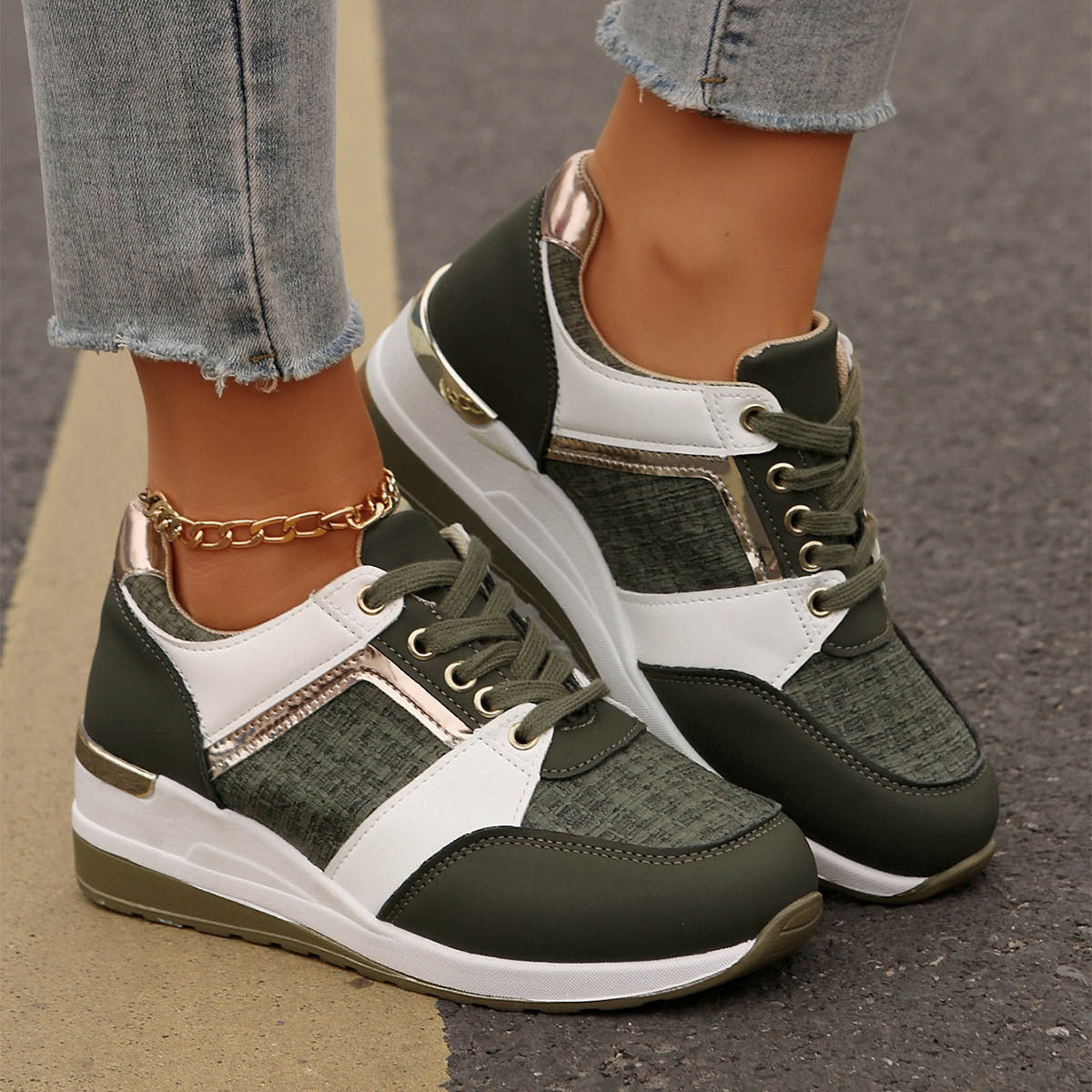 Colorblock Lace-Up Sneakers from poundforpoundfitness store