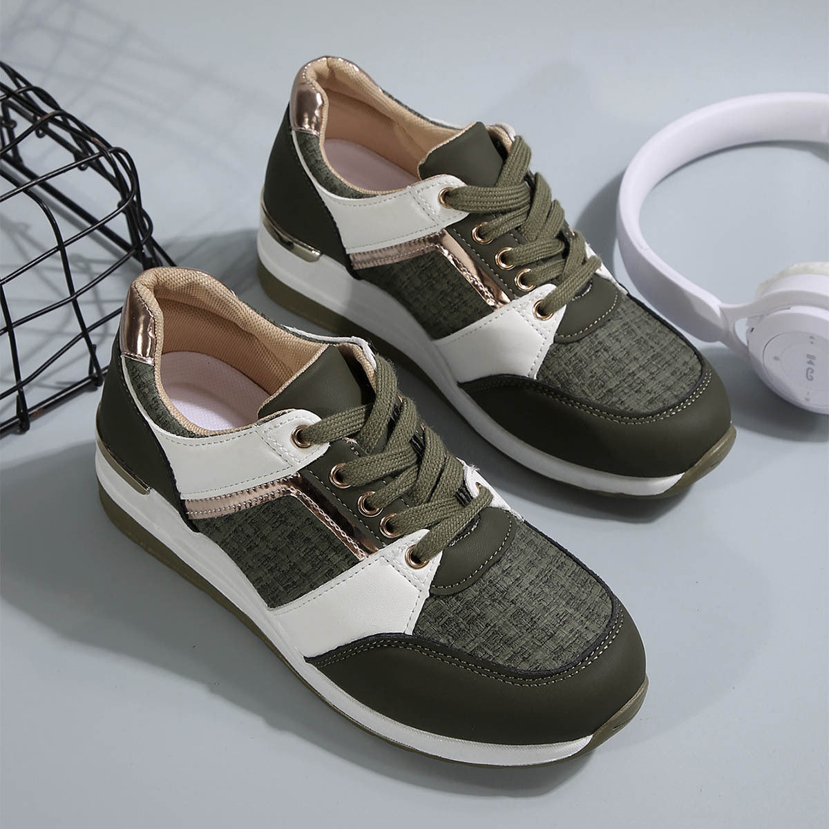 Colorblock Lace-Up Sneakers from poundforpoundfitness store