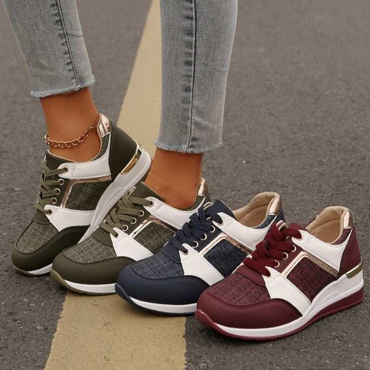 Colorblock Lace-Up Sneakers from poundforpoundfitness store