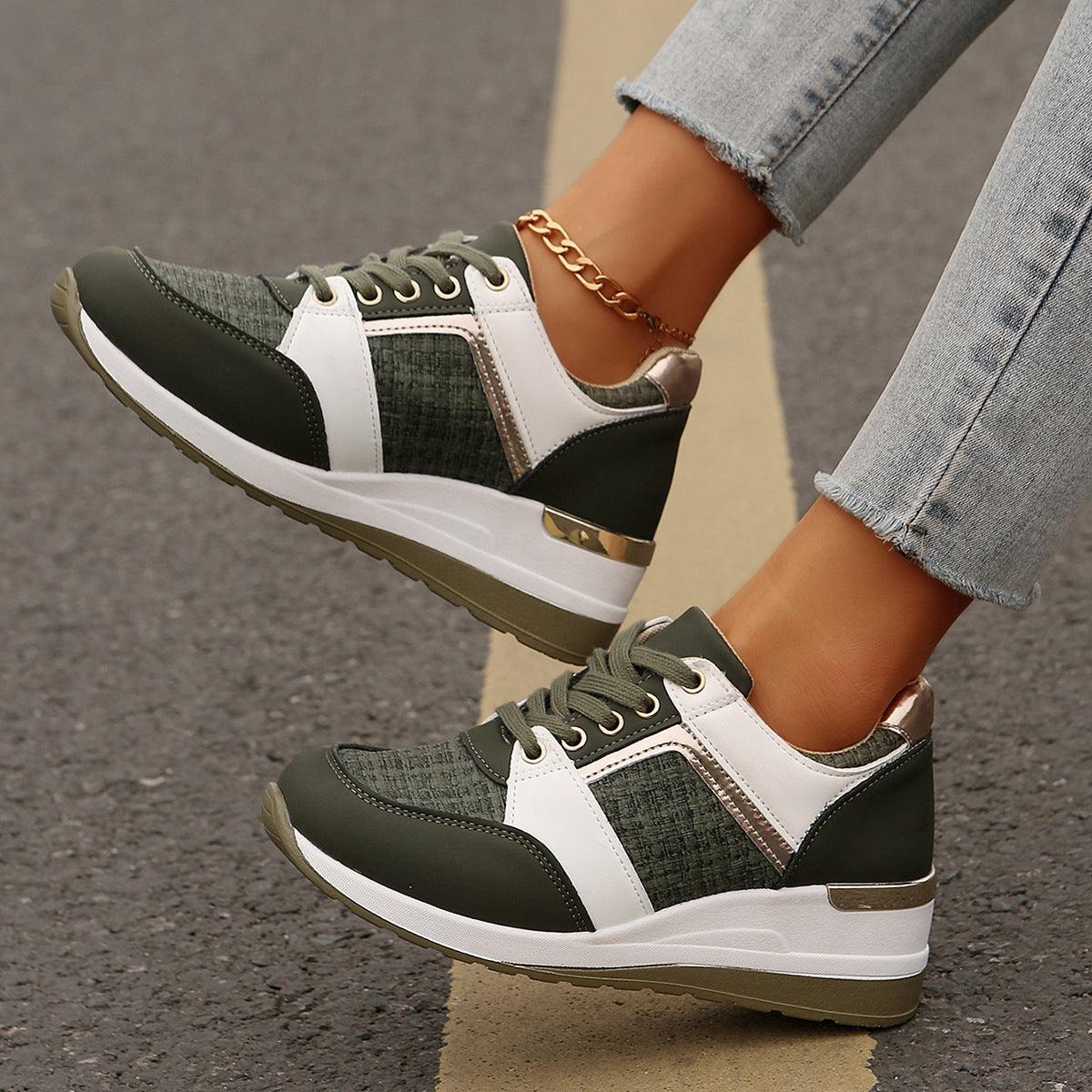 Colorblock Lace-Up Sneakers from poundforpoundfitness store